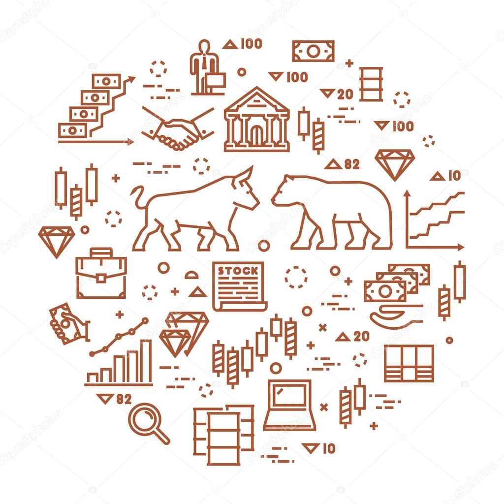 Vector line concept stock exchange. Linear symbol commodity exchange. Modern banner stock market.