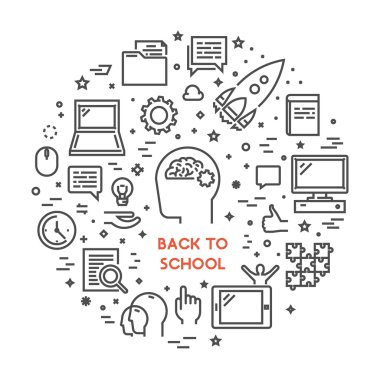 Okula geri için yuvarlak hat kavramı