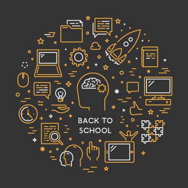 Okula geri için yuvarlak hat kavramı