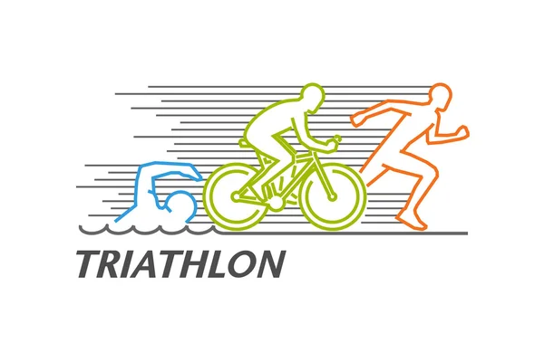 Vector gekleurde lijn logo triatlon — Stockvector
