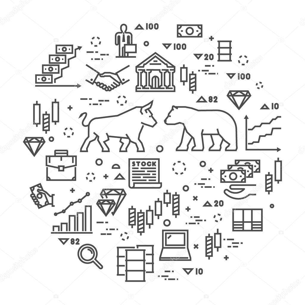 Vector line concept stock exchange. Linear modern banner stock market. Open path.