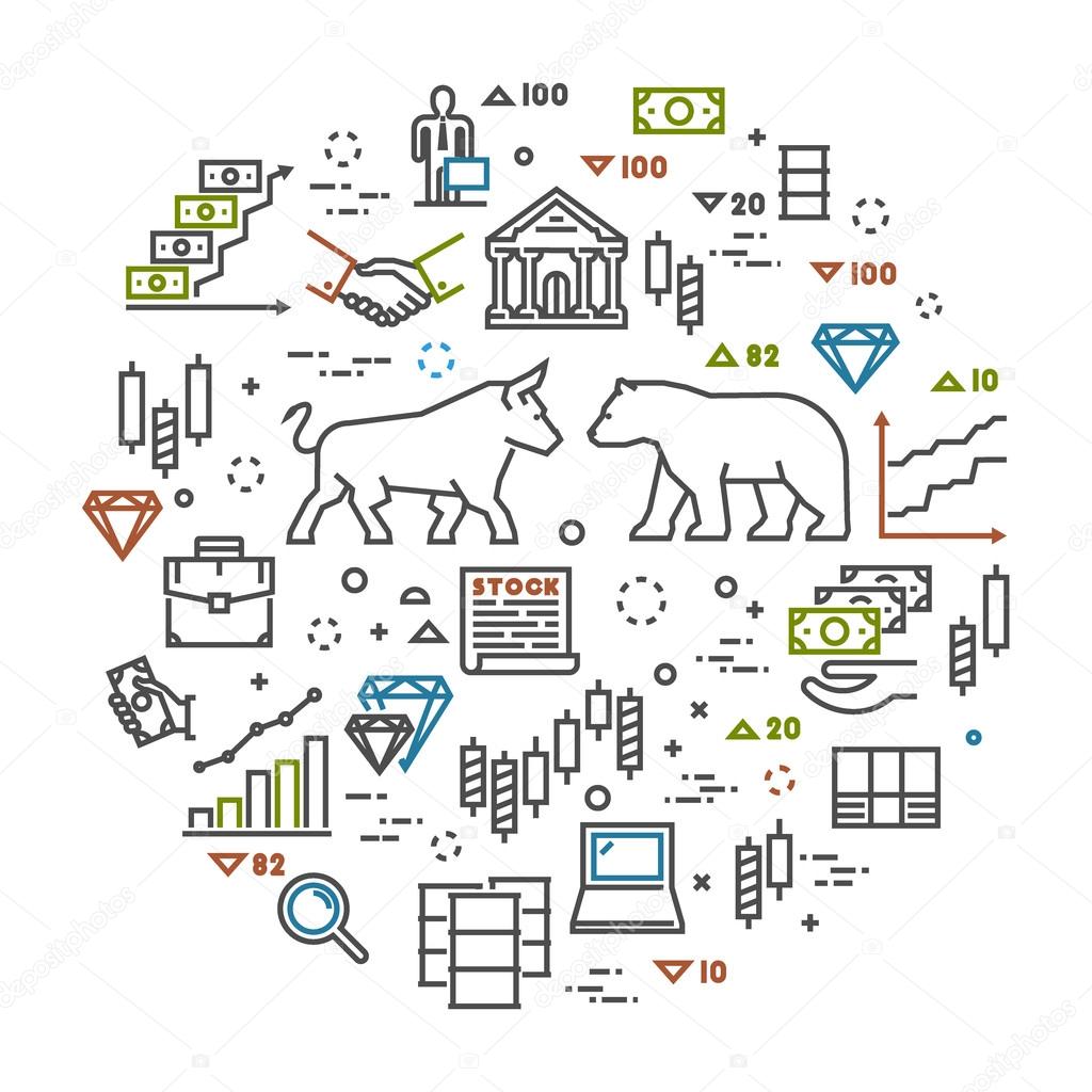 Vector linear banner for commodity exchange. Modern line concept stock market. Open path.