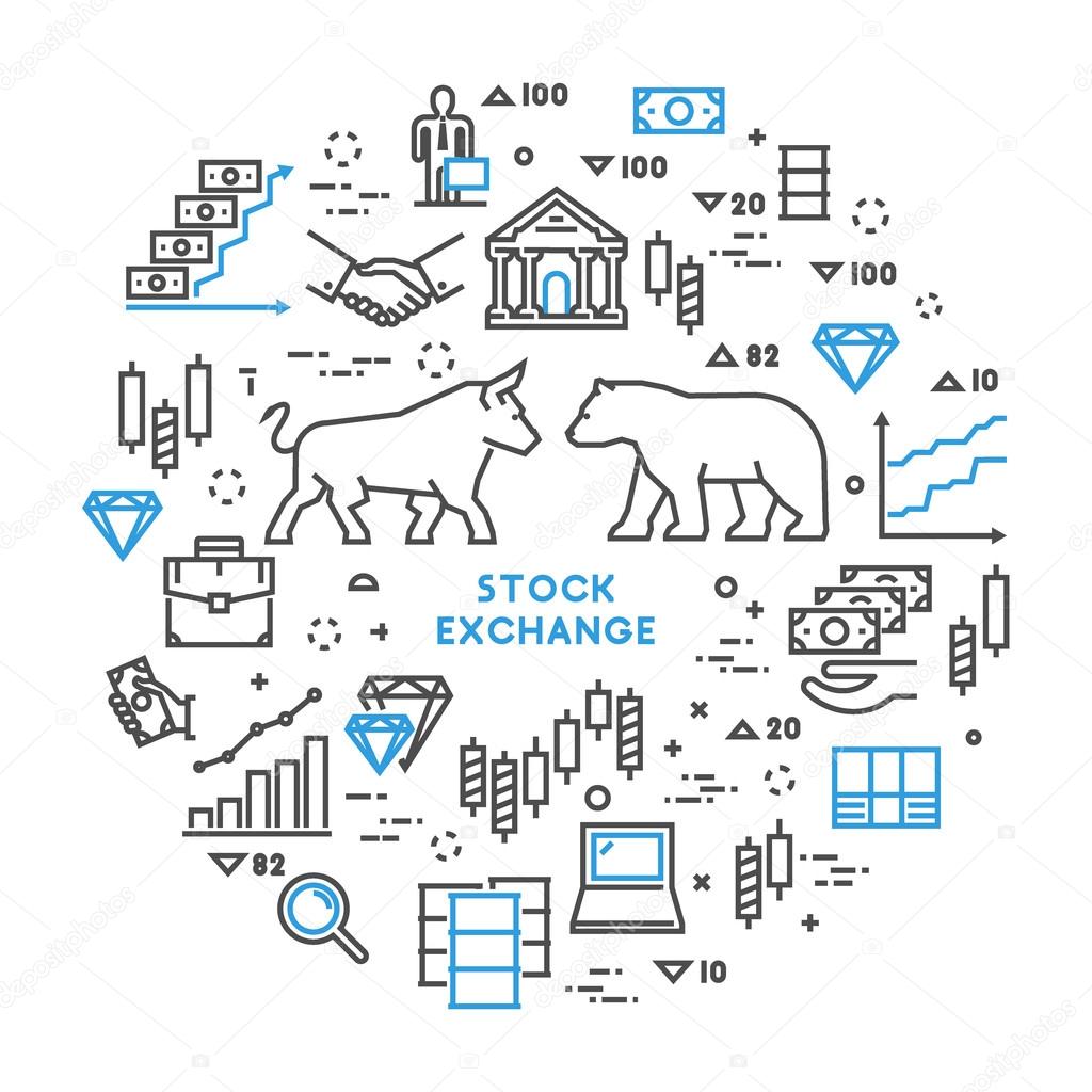 Vector line concept stock exchange. Linear symbol commodity exchange. Modern banner stock market.