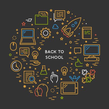 Okula geri için yuvarlak hat kavramı