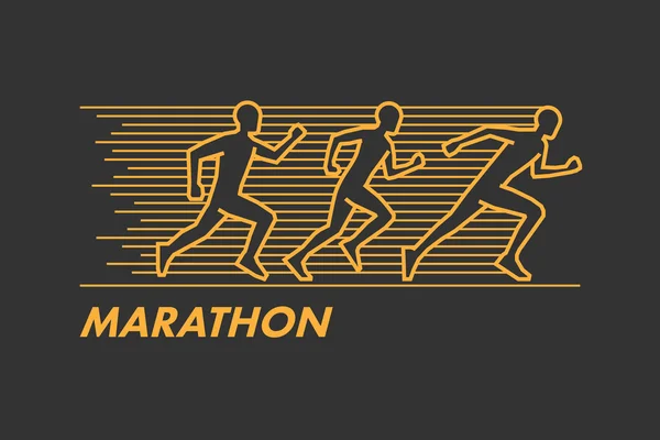 Línea vectorial y logo de maratón — Archivo Imágenes Vectoriales