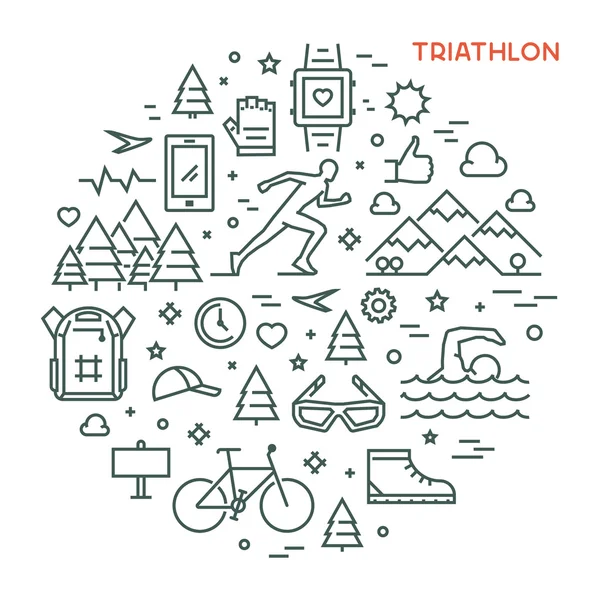 Concept rond de ligne pour triathlon — Image vectorielle