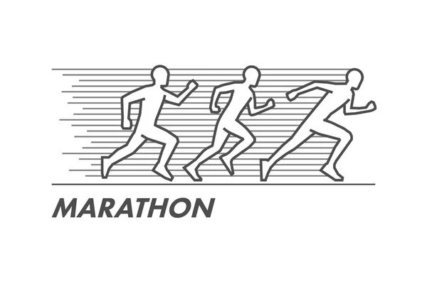 Run satırı ve maraton logosu. — Stok Vektör