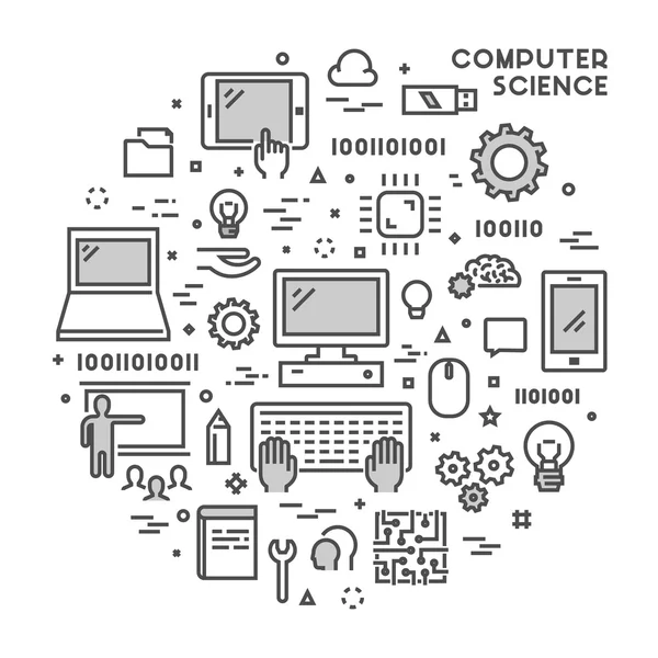 Concepto web de línea para informática — Archivo Imágenes Vectoriales