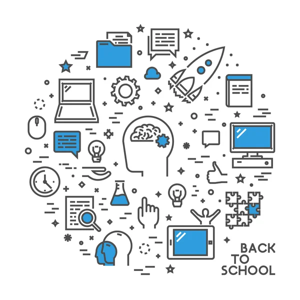 Ronde lijn concept voor back to school — Stockvector