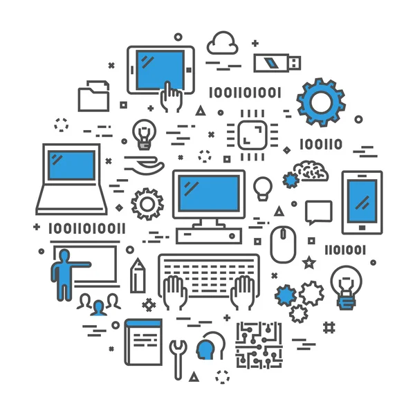 Concepto web de línea para informática — Archivo Imágenes Vectoriales