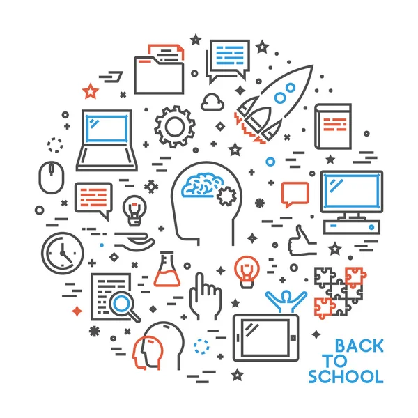 Ronde lijn concept voor back to school — Stockvector