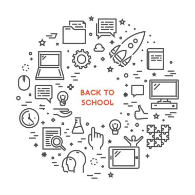 Okula geri için yuvarlak hat kavramı