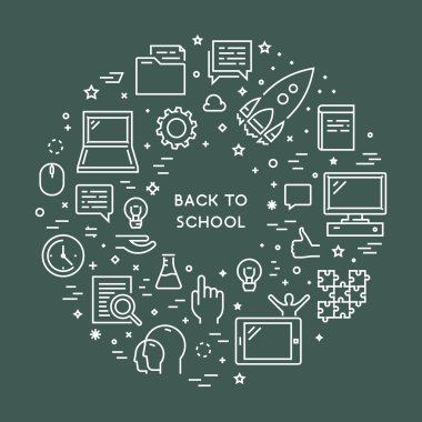 Okula geri için yuvarlak hat kavramı