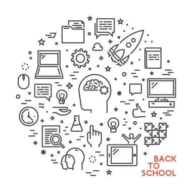 Okula geri için yuvarlak hat kavramı