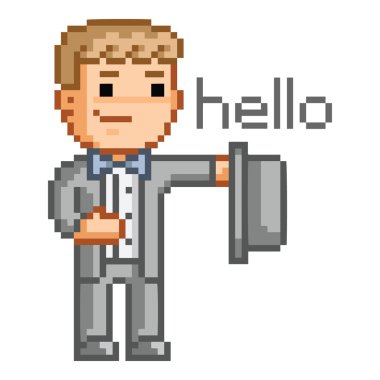 Elbiseli piksel adam 
