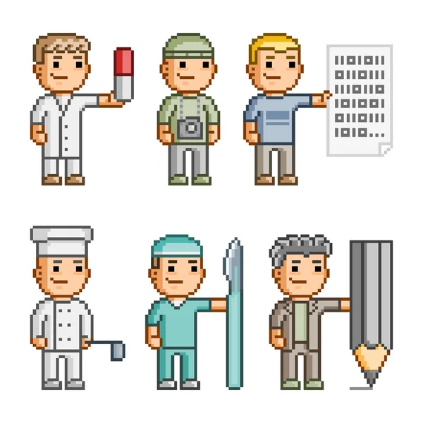 Professions de pixel art collection — Image vectorielle