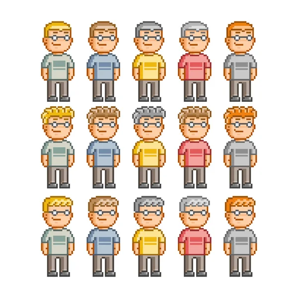 Pixel art people — Stock Vector