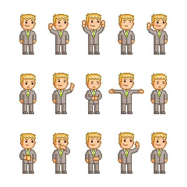 Pixel art collectie van verschillende emoties — Stockvector