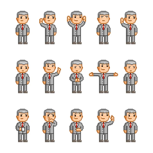 Pixel-Kunstsammlung unterschiedlicher Emotionen — Stockvektor