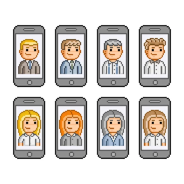 Pixel art collectie smartphones — Stockvector