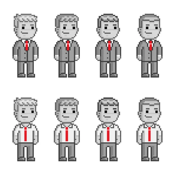 Pixel persone in cravatte rosse — Vettoriale Stock