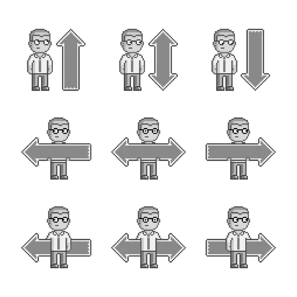 픽셀 아트 컬렉션 화살표 — 스톡 벡터