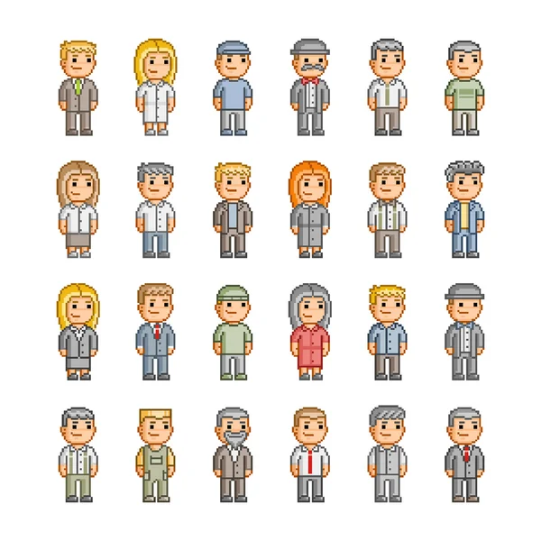 Pixel collection of smiling people — Stock Vector