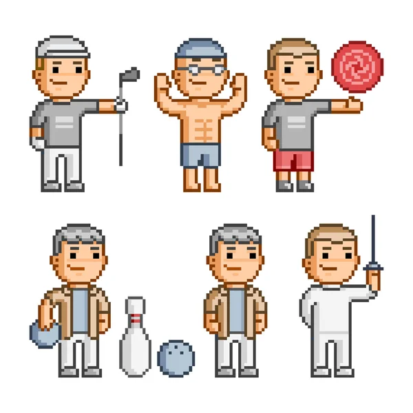 Pixel art collectie van verschillende sporten — Stockvector