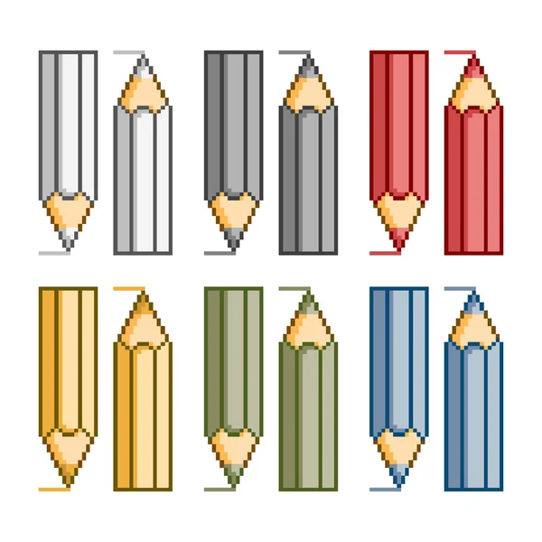 Crayons de couleur Pixel art — Image vectorielle