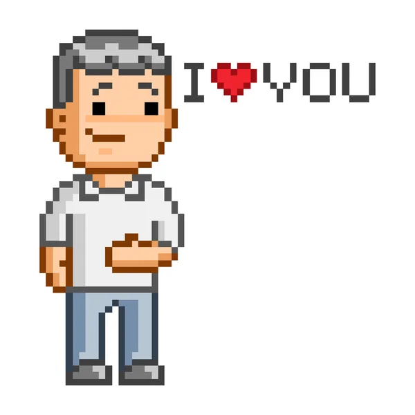 Pixel kunst bericht Love you — Stockvector