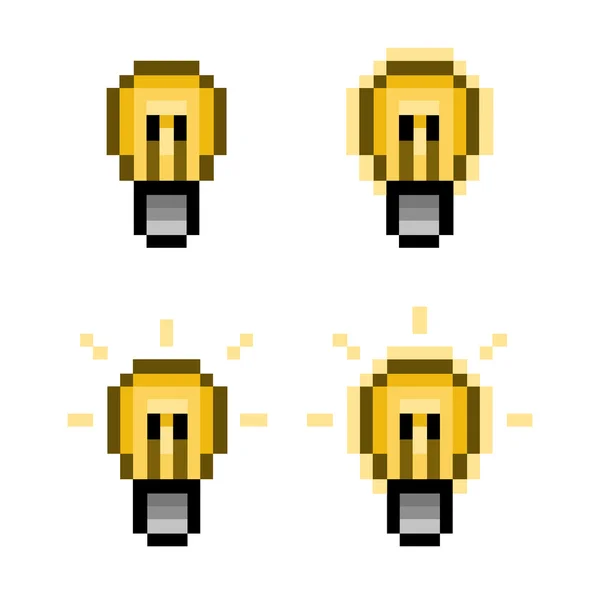 Pixel set bombilla para el diseño — Vector de stock