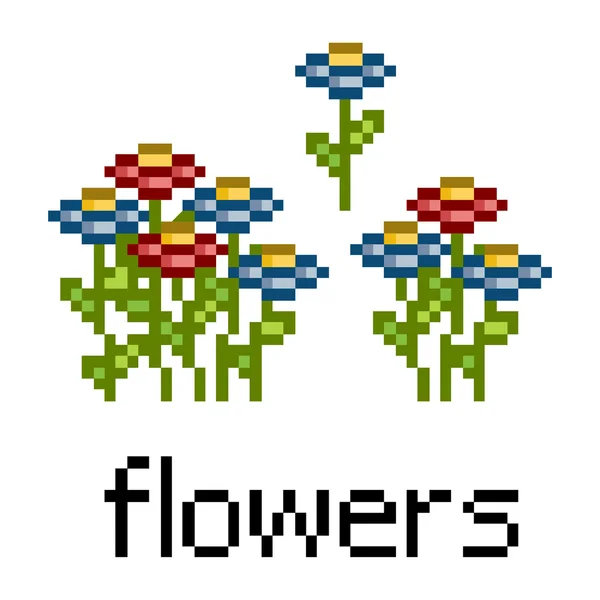 Pixel set fiori — Vettoriale Stock