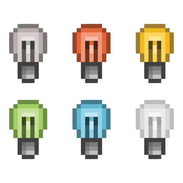 Pixel arte conjunto lâmpada —  Vetores de Stock