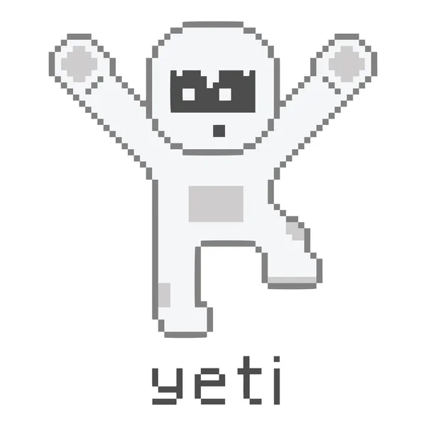Pixel white yeti — Stock Vector