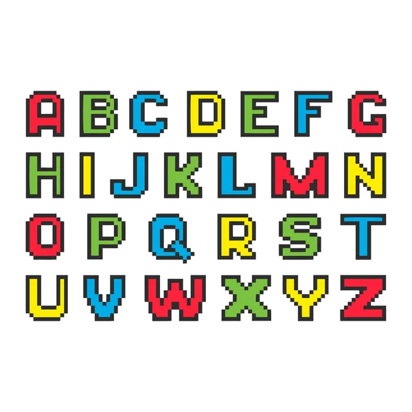 Pixel buntes Alphabet — Stockvektor