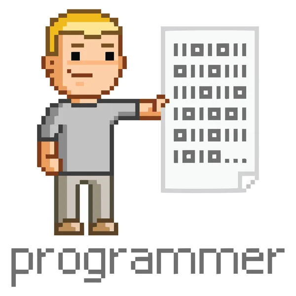 Programmeur souriant pour programmer le code — Image vectorielle