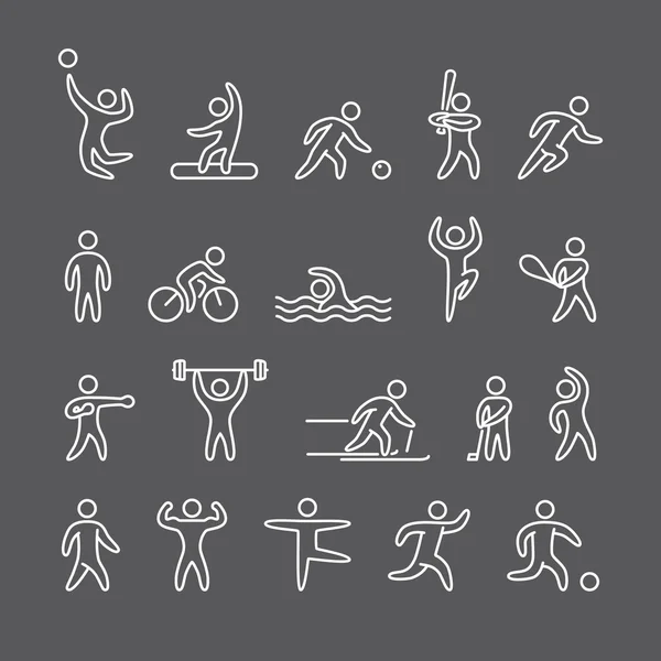 Outline figure athletes, different sports — Stock Vector