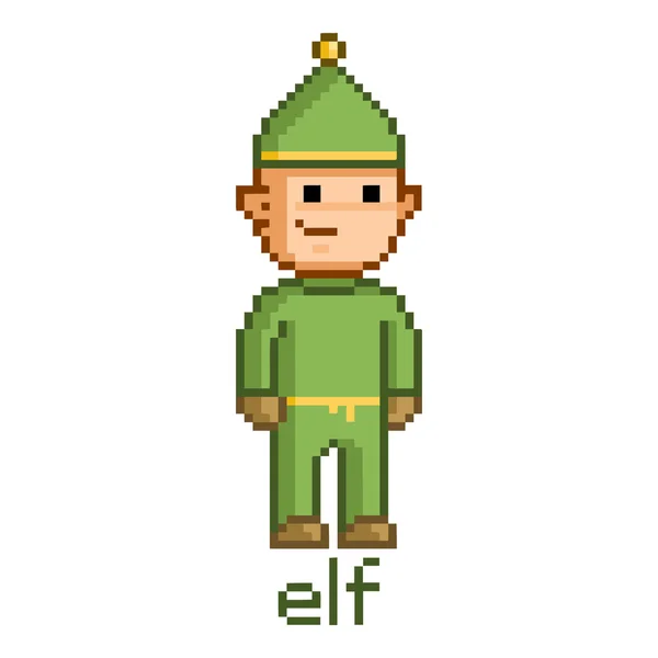 Pixel elfo divertido — Vector de stock