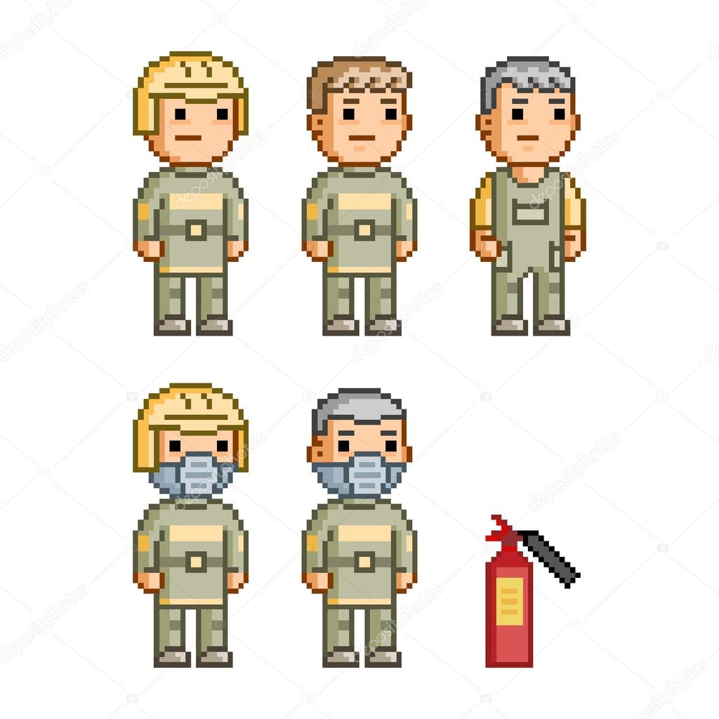 Pixel art collection firefighters