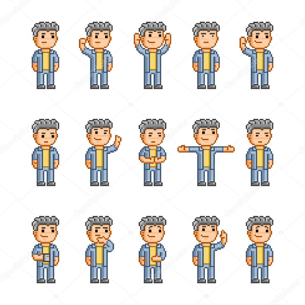 Pixel art collection of different emotions