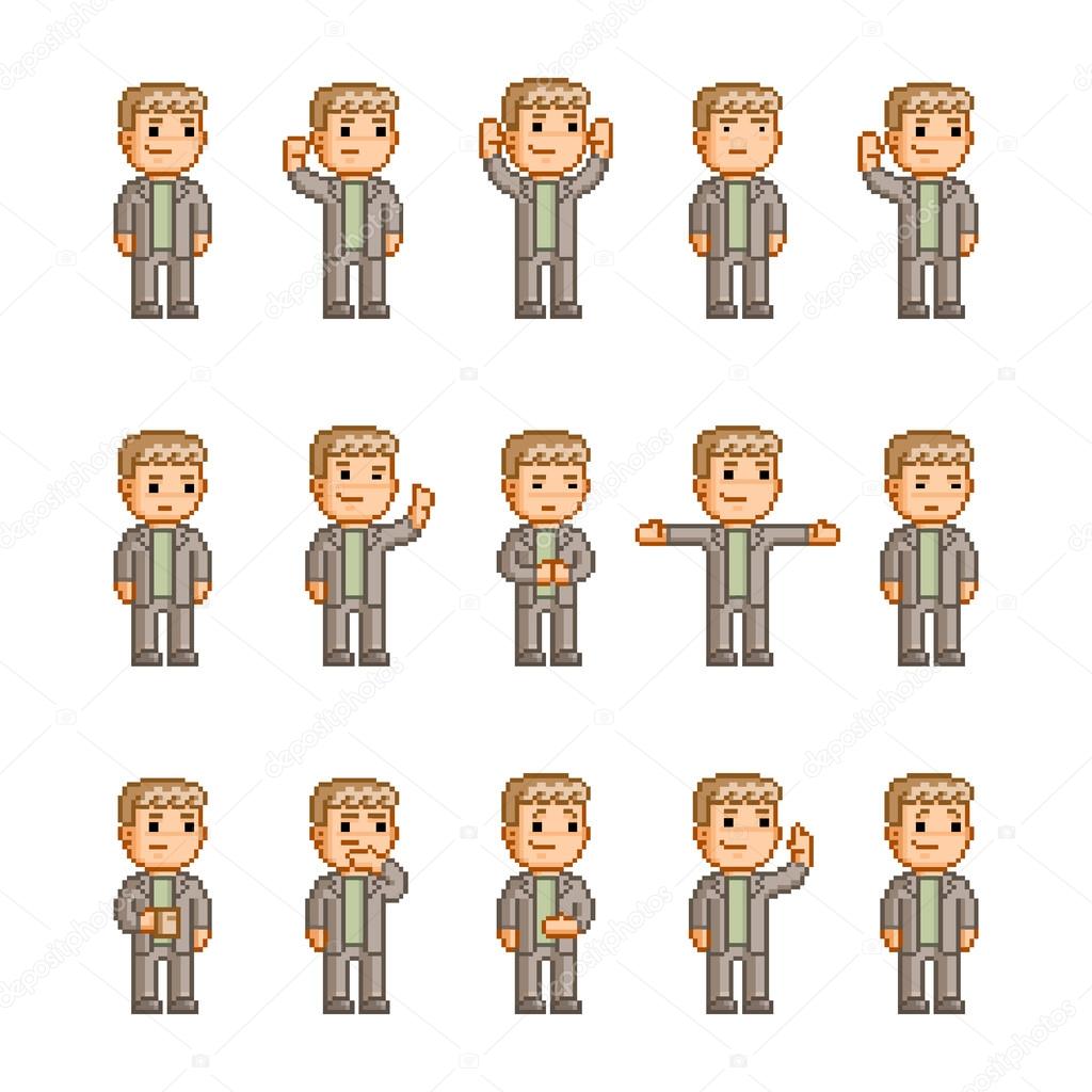 Pixel art collection of different emotions