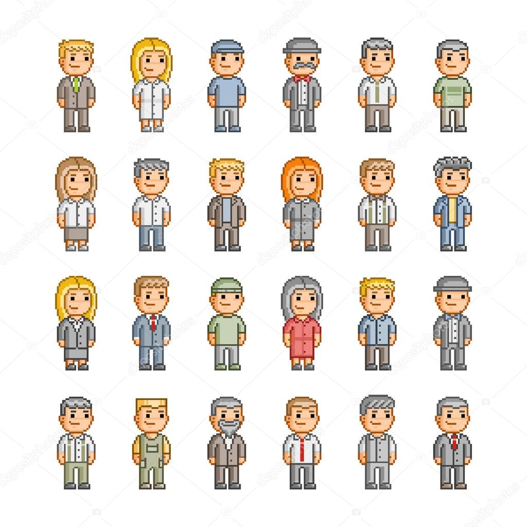 Pixel collection of smiling people Stock Vector Image by ©karpenkoilia  #73483415