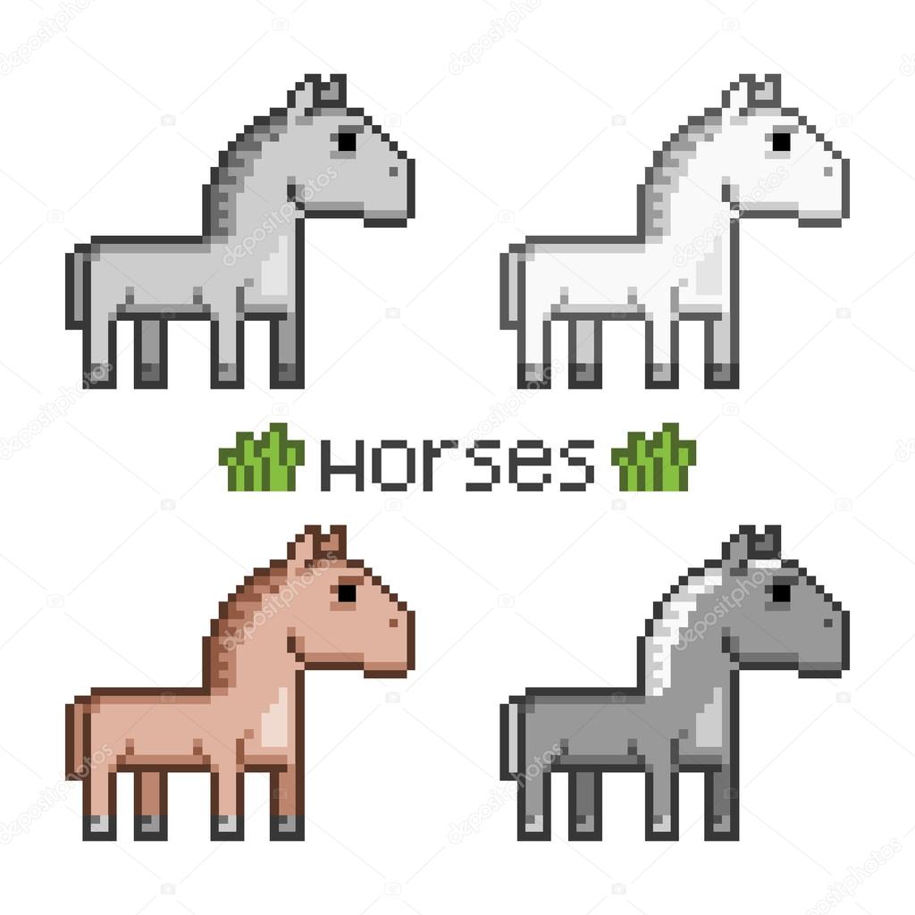 Pixel art herd of horses