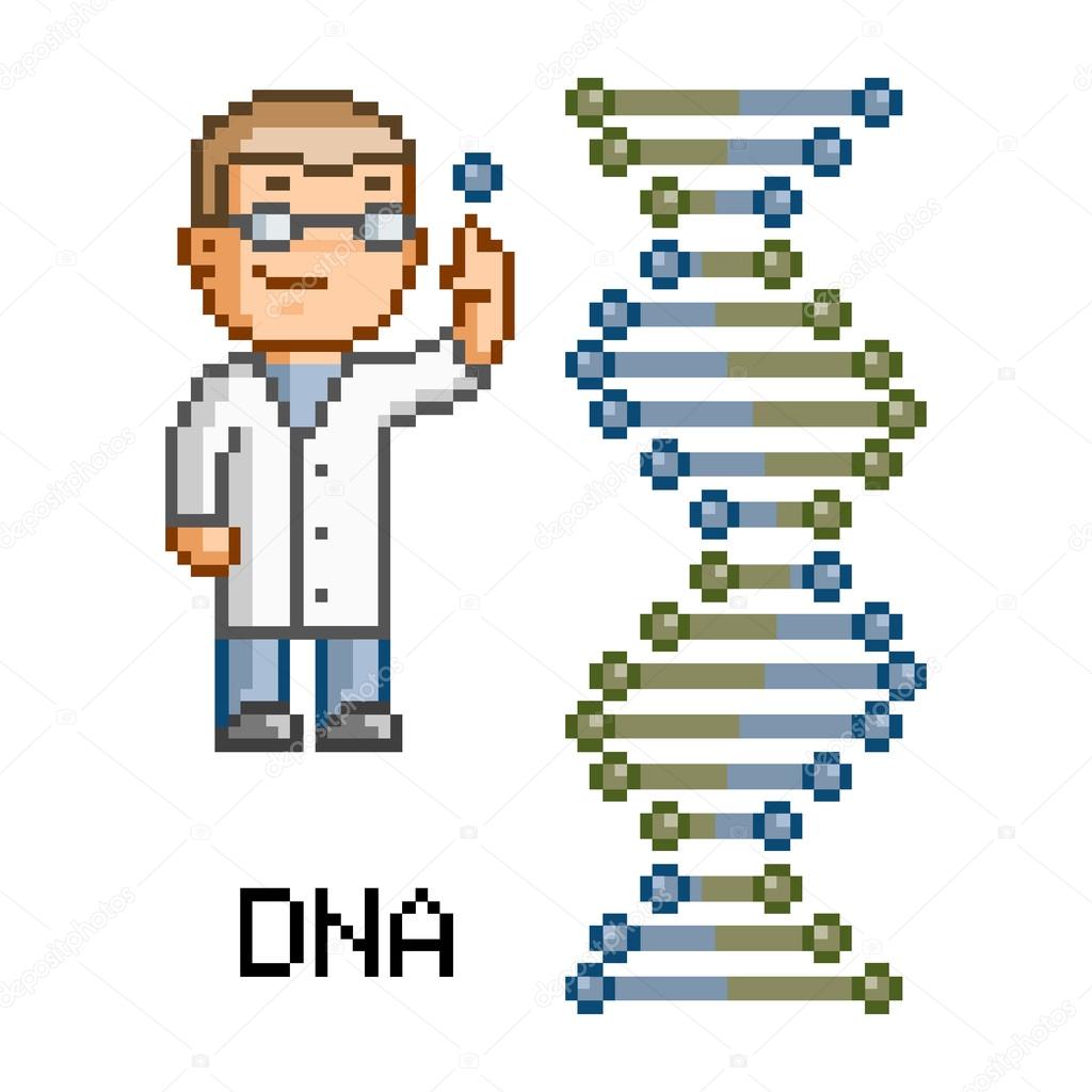 Pixel art DNA helix