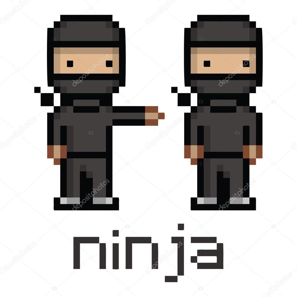 Pixel funny black ninja