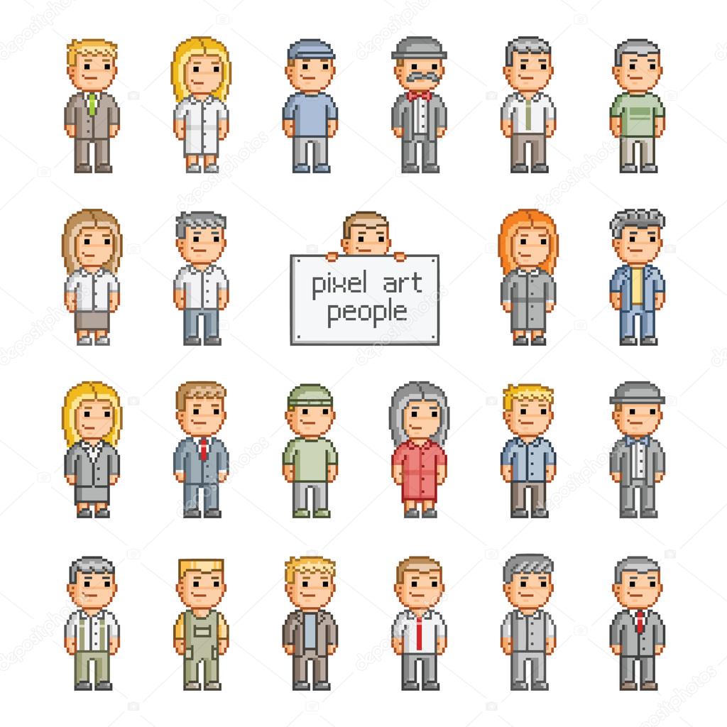 Pixel set of people