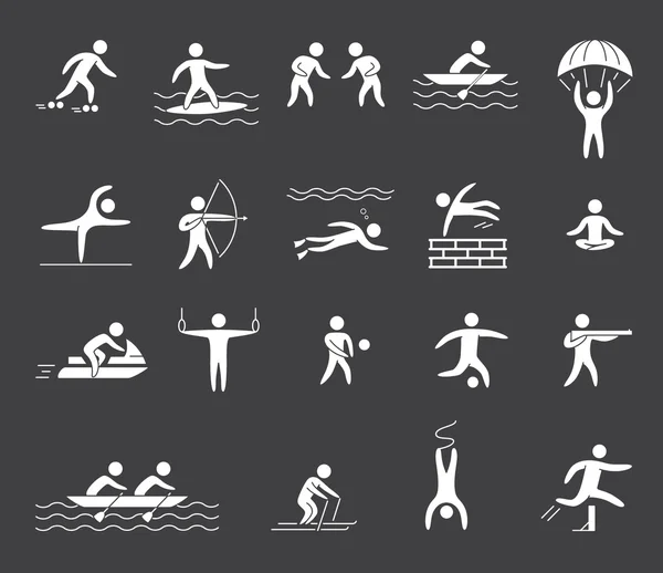 Figuras de silueta de atletas deportes populares — Vector de stock