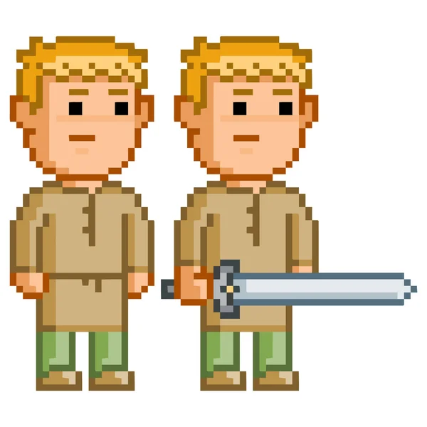 Pixel elf held met een zwaard — Stockvector