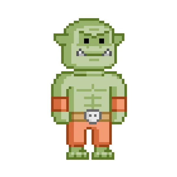 Pixel orc para jogo de vídeo de 8 bits — Vetor de Stock