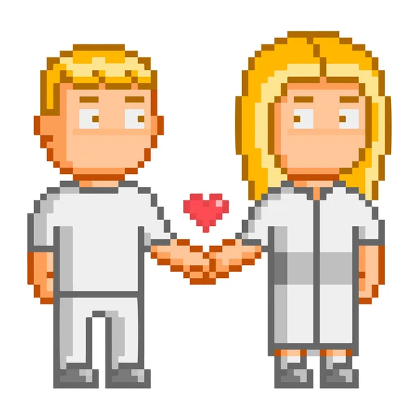 Pixel art people Love you — Stock Vector